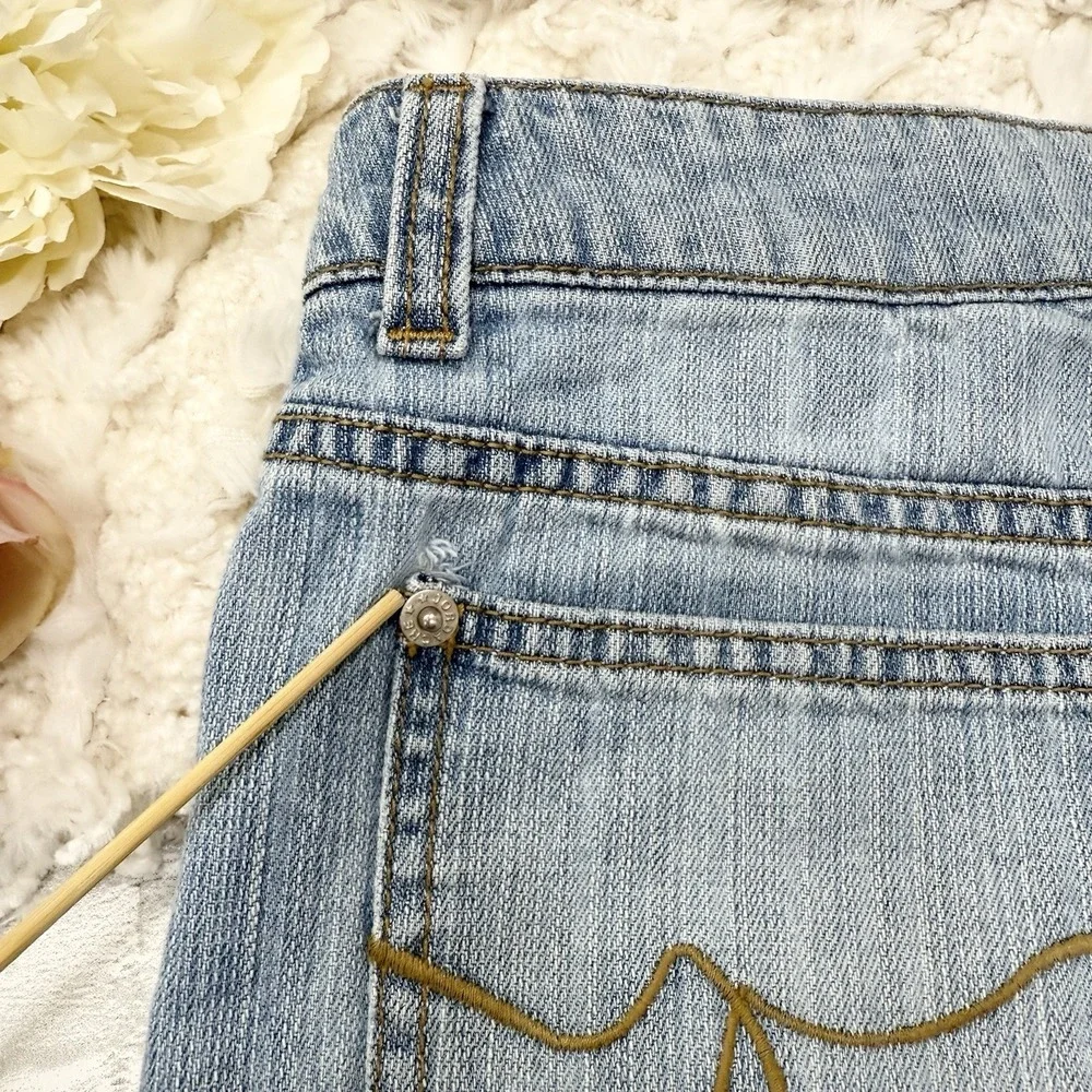 Vintage Y2K Jordache Low Rise Micro Mini‎ Denim Skirt 7/8 Embellished Light Wash